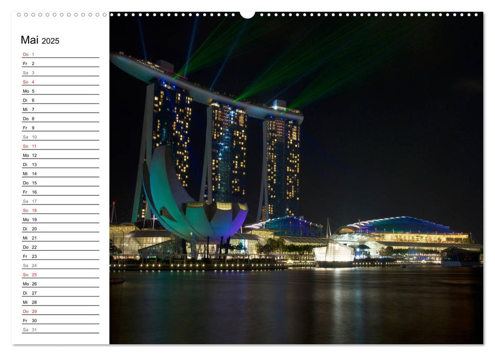 Singapur - Die Farben der Nacht (CALVENDO Premium Wandkalender 2025)