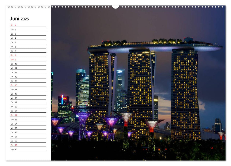 Singapur - Die Farben der Nacht (CALVENDO Premium Wandkalender 2025)