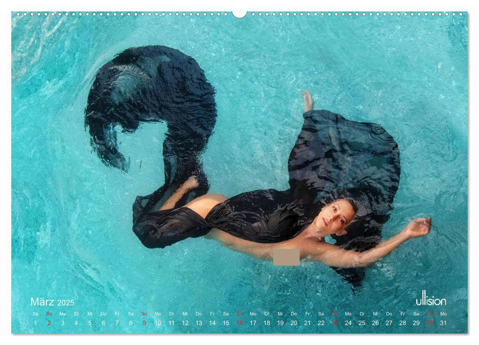 Wasserspiele - Akt im Tanz der Schwerelosigkeit (CALVENDO Wandkalender 2025)