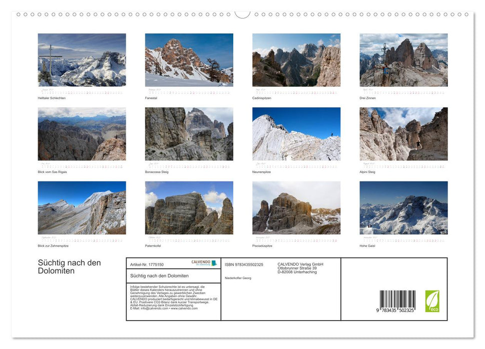 Süchtig nach den Dolomiten (CALVENDO Premium Wandkalender 2025)