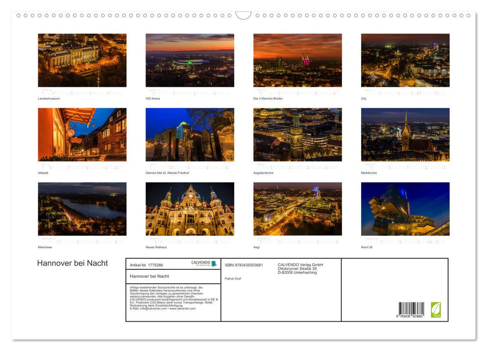 Hannover bei Nacht (CALVENDO Wandkalender 2025)