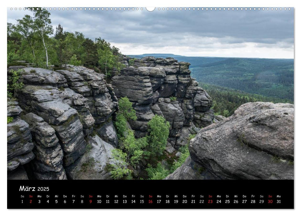 Wilde Schönheit - Das Elbsandsteingebirge (CALVENDO Premium Wandkalender 2025)