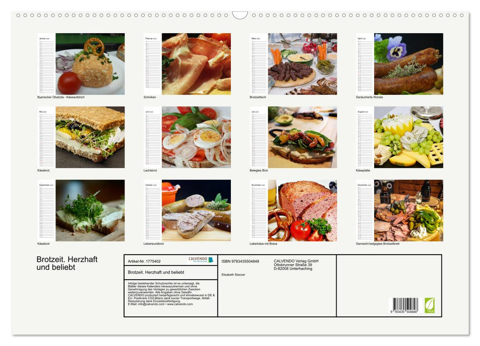Brotzeit. Herzhaft und beliebt (CALVENDO Wandkalender 2025)