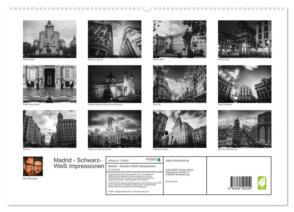 Madrid - Schwarz-Weiß Impressionen (CALVENDO Premium Wandkalender 2025)