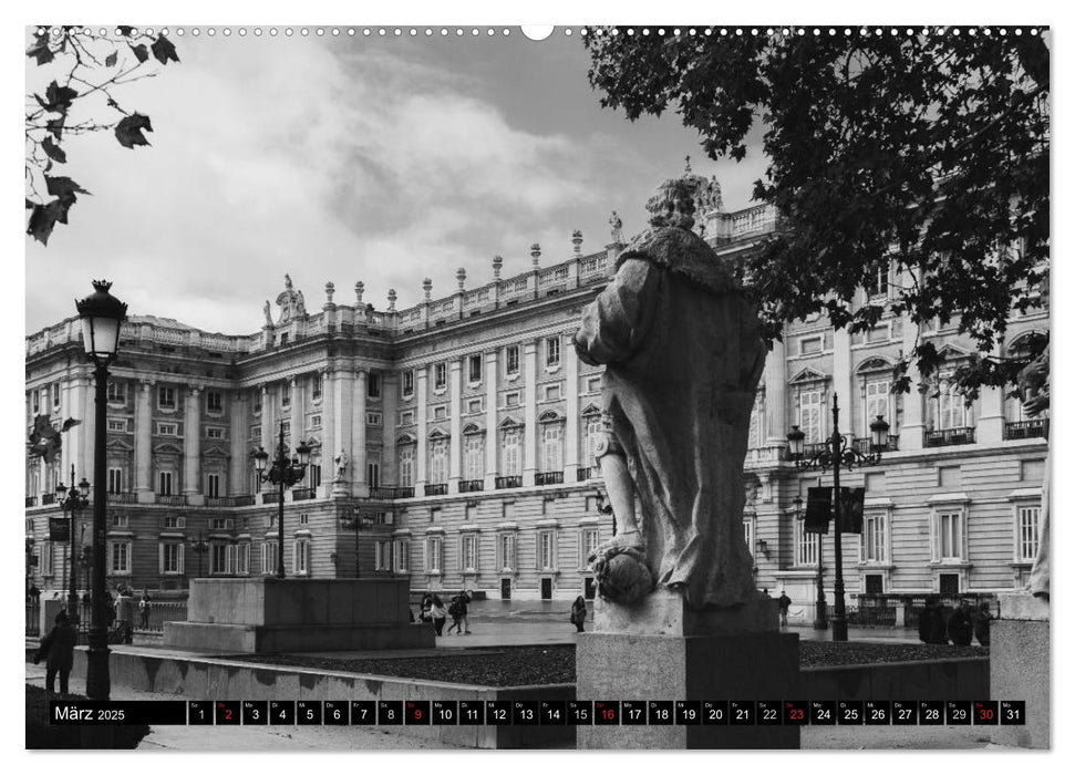 Madrid - Schwarz-Weiß Impressionen (CALVENDO Premium Wandkalender 2025)