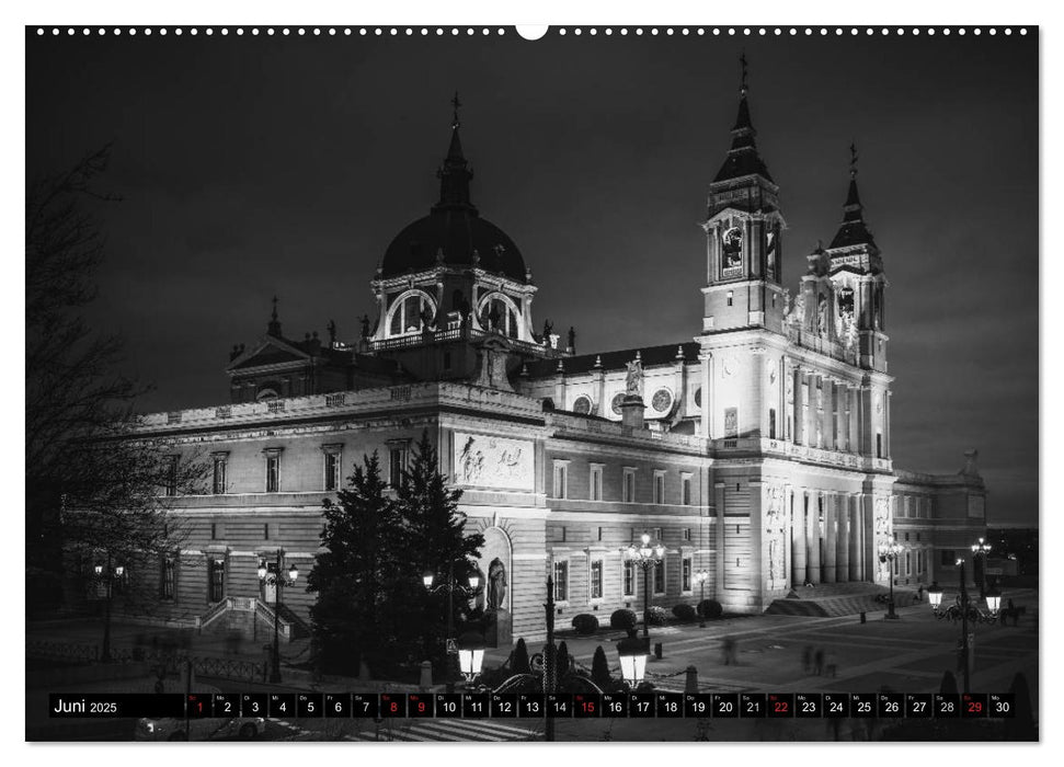 Madrid - Schwarz-Weiß Impressionen (CALVENDO Premium Wandkalender 2025)