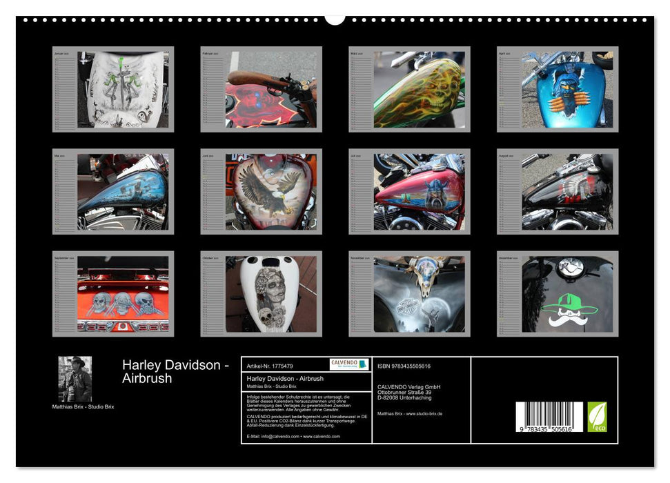 Harley Davidson - Airbrush (CALVENDO Premium Wandkalender 2025)