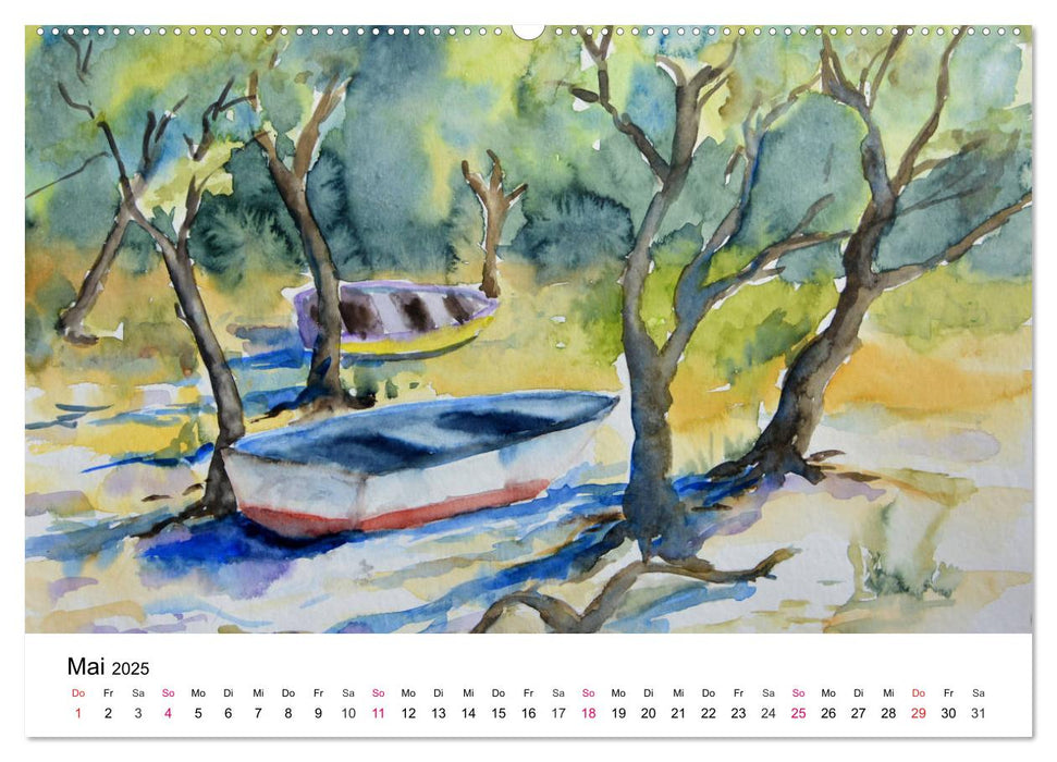 Mit Aquarellen durch das Jahr (CALVENDO Wandkalender 2025)
