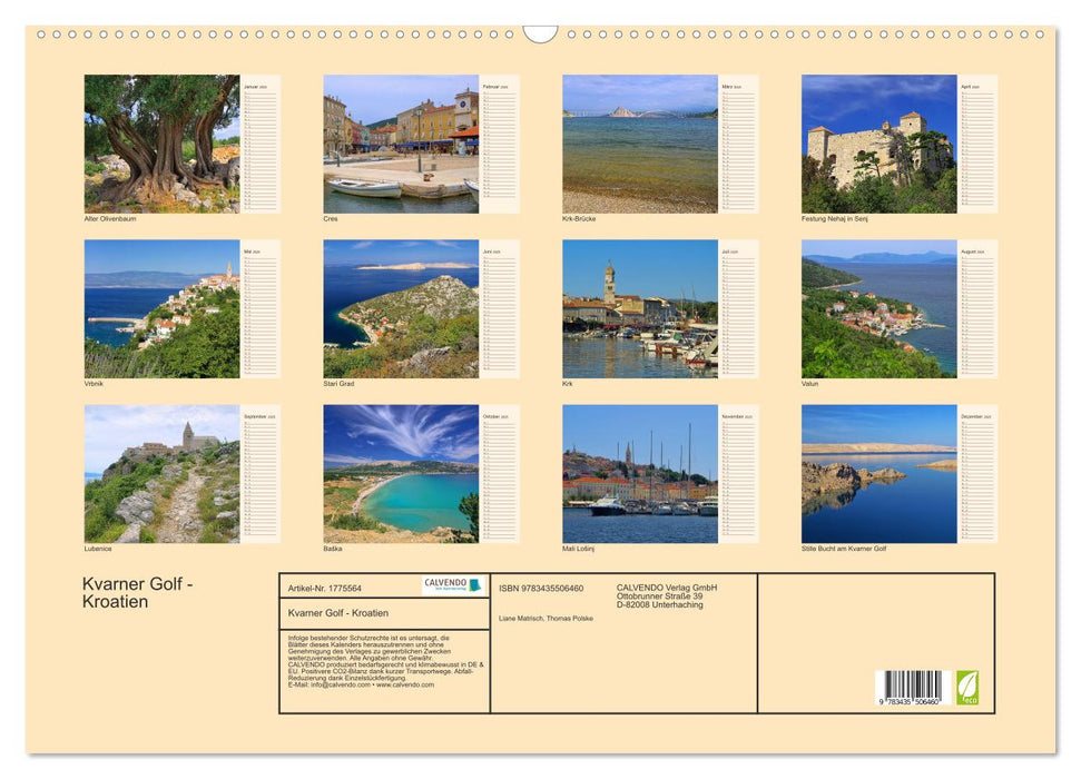 Kvarner Golf - Kroatien (CALVENDO Wandkalender 2025)