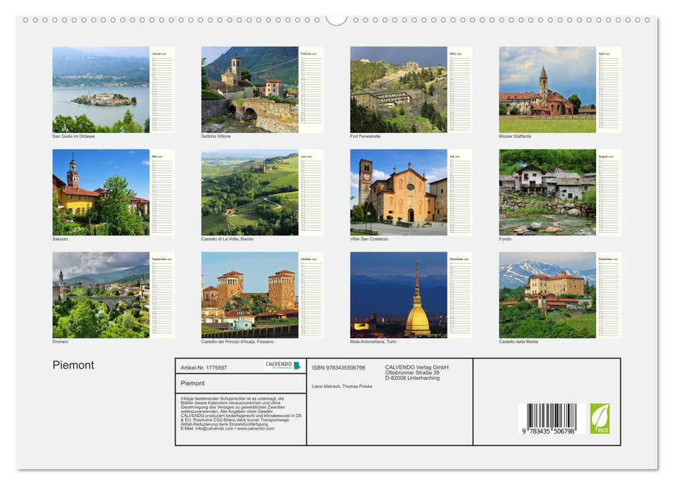 Piemont (CALVENDO Premium Wandkalender 2025)