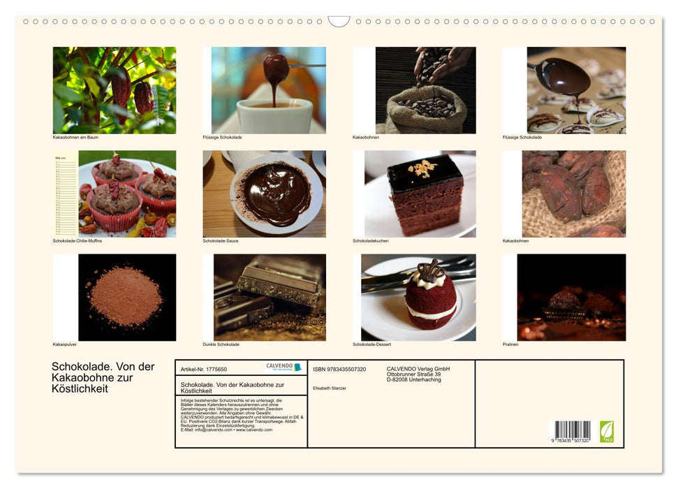 Schokolade. Von der Kakaobohne zur Köstlichkeit (CALVENDO Wandkalender 2025)