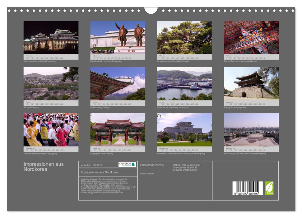 Impressionen aus Nordkorea (CALVENDO Wandkalender 2025)