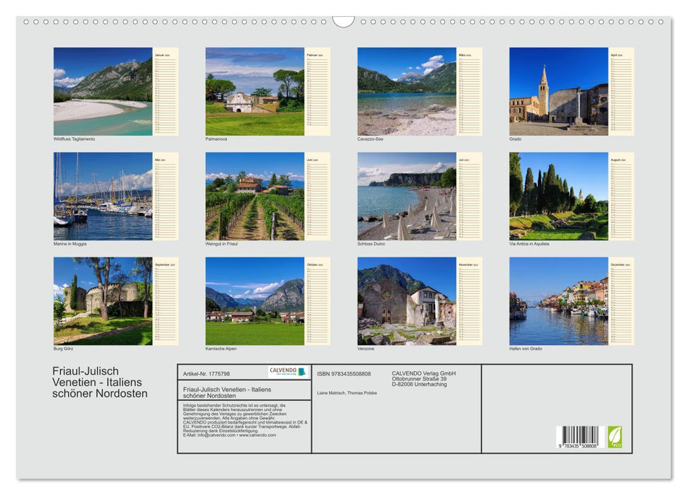 Friaul-Julisch Venetien - Italiens schöner Nordosten (CALVENDO Wandkalender 2025)