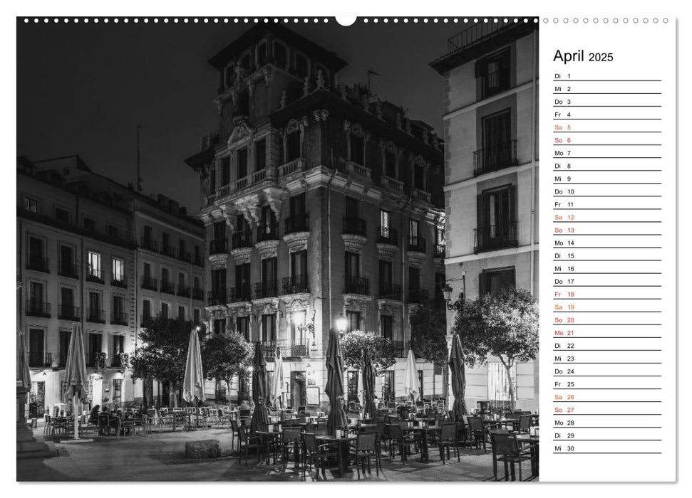 Madrid - Schwarz-Weiß Impressionen (CALVENDO Wandkalender 2025)