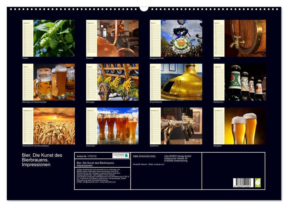 Bier. Die Kunst des Bierbrauens. Impressionen (CALVENDO Wandkalender 2025)