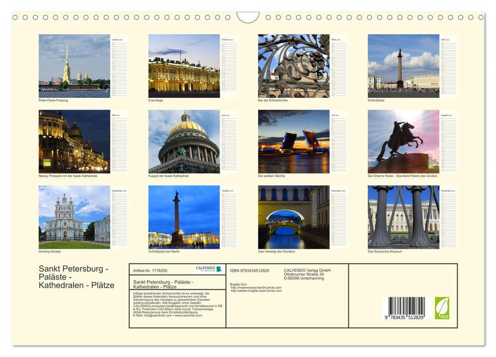 Sankt Petersburg - Paläste - Kathedralen - Plätze (CALVENDO Wandkalender 2025)