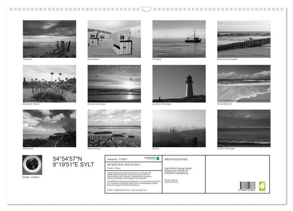 54°54'57"N 8°19'51"E SYLT (CALVENDO Wandkalender 2025)