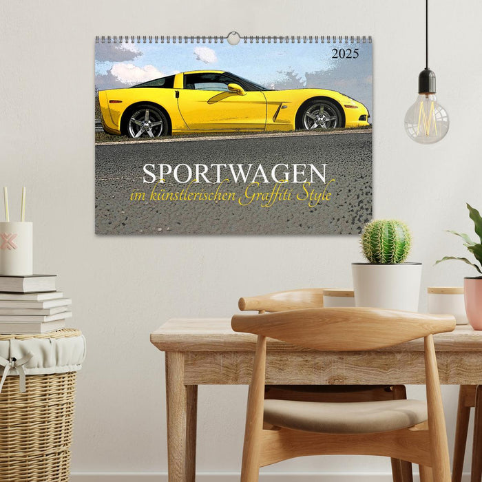 Sportwagen im künstlerischen Graffiti Style (CALVENDO Wandkalender 2025)