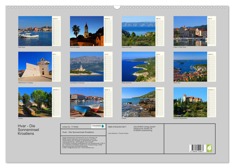 Hvar - Die Sonneninsel Kroatiens (CALVENDO Wandkalender 2025)