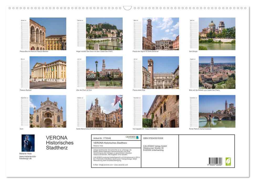 VERONA Historisches Stadtherz (CALVENDO Wandkalender 2025)