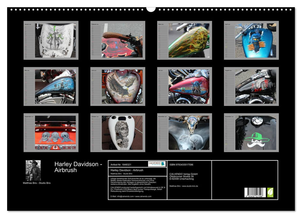 Harley Davidson - Airbrush (CALVENDO Wandkalender 2025)