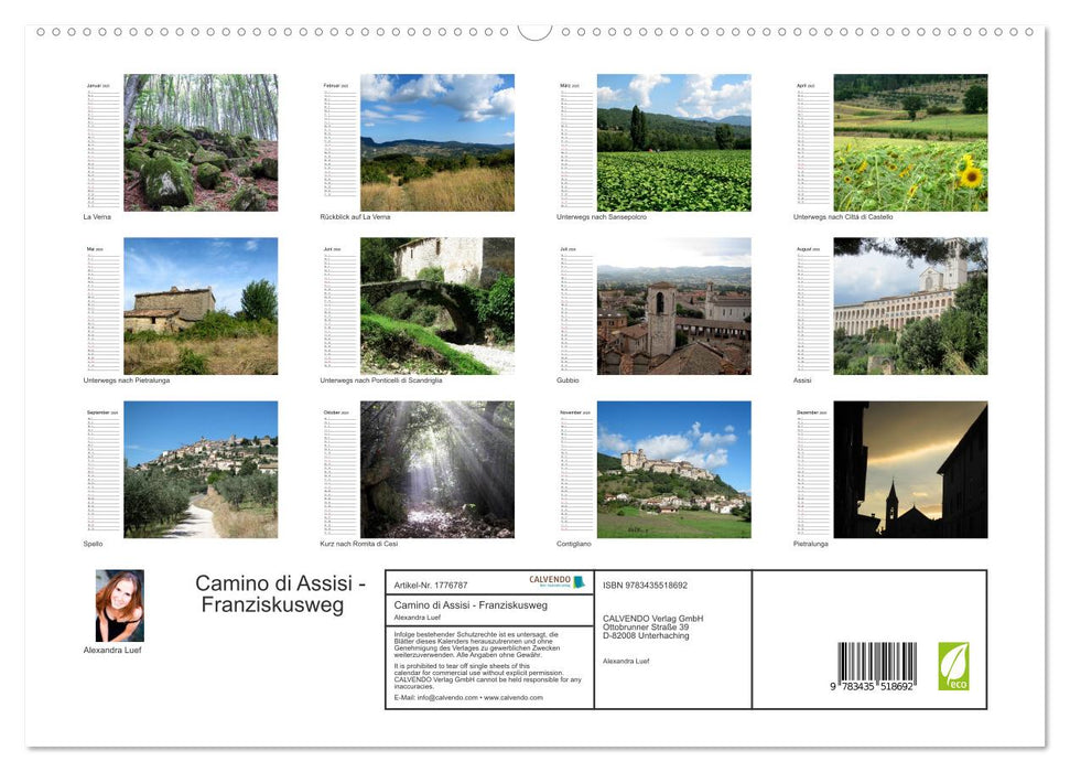 Camino di Assisi - Franziskusweg (CALVENDO Premium Wandkalender 2025)