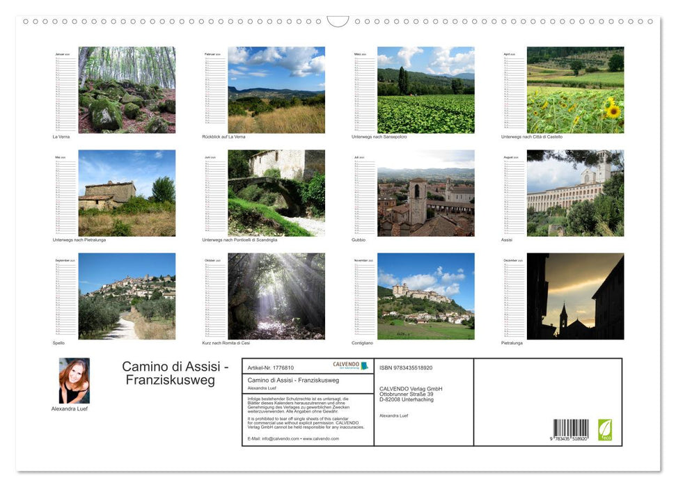 Camino di Assisi - Franziskusweg (CALVENDO Wandkalender 2025)