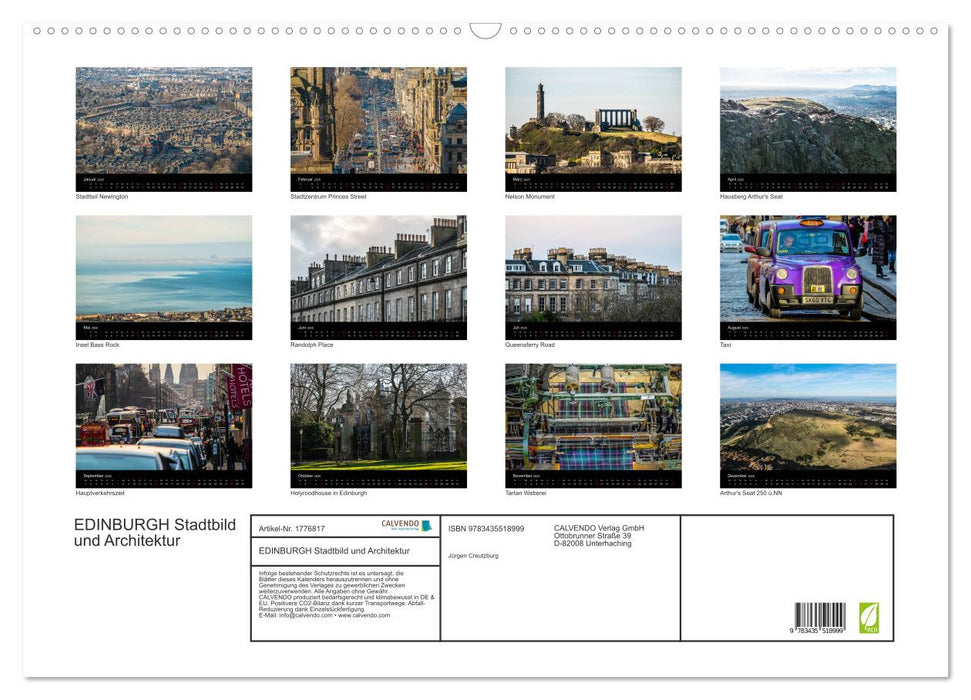 EDINBURGH Stadtbild und Architektur (CALVENDO Wandkalender 2025)