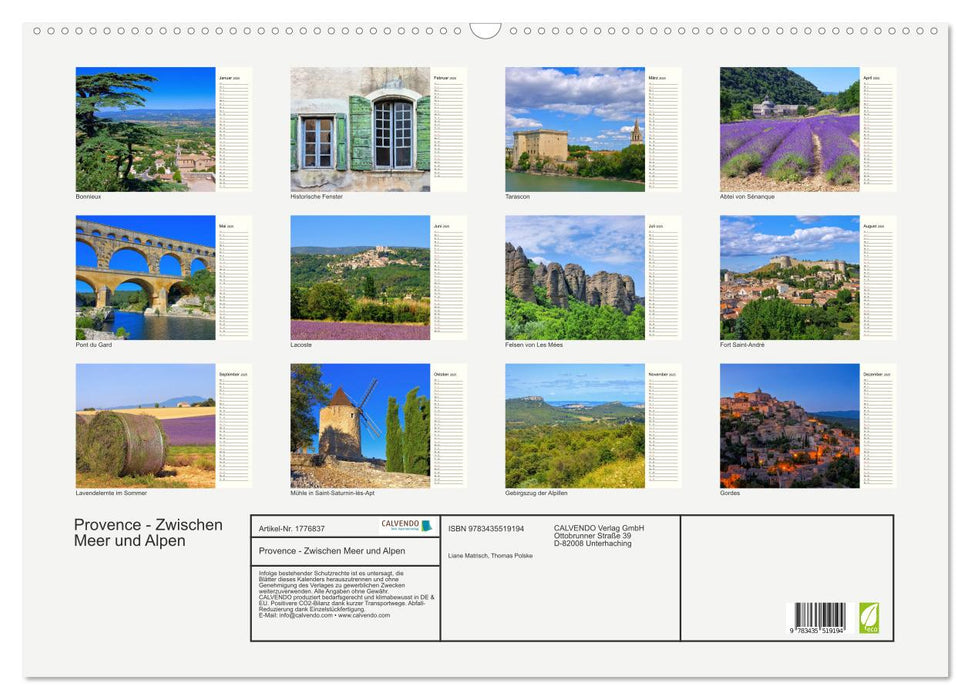 Provence - Zwischen Meer und Alpen (CALVENDO Wandkalender 2025)