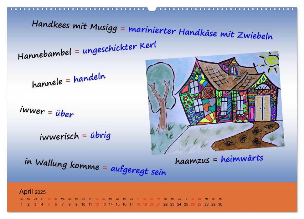 De Hessisch-Kalenner - hessisch babbele lerne in aam Johr (CALVENDO Premium Wandkalender 2025)