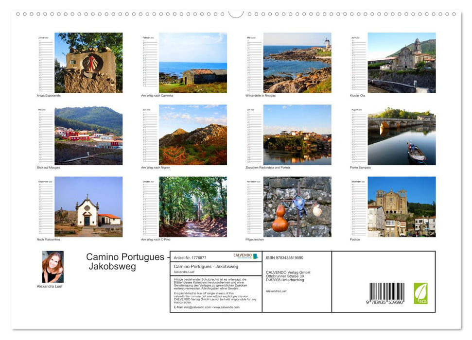 Camino Portugues - Jakobsweg (CALVENDO Premium Wandkalender 2025)