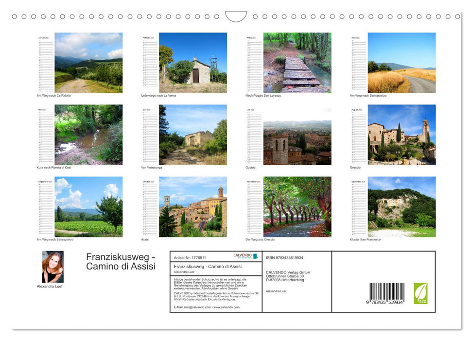 Franziskusweg - Camino di Assisi (CALVENDO Wandkalender 2025)