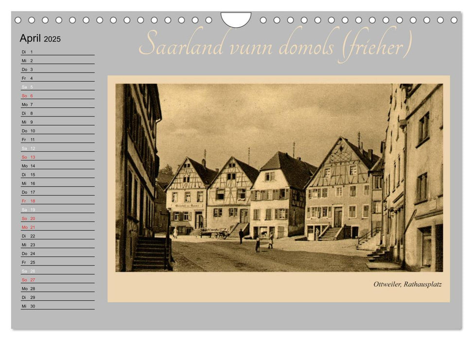 Saarland - vunn domols (frieher) (CALVENDO Wandkalender 2025)