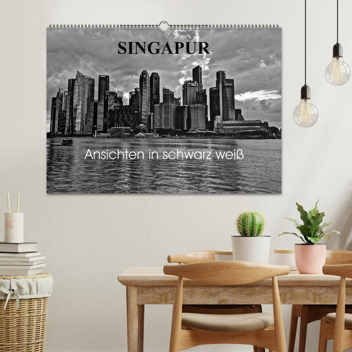 Singapur Ansichten in schwarz weiß (CALVENDO Wandkalender 2025)