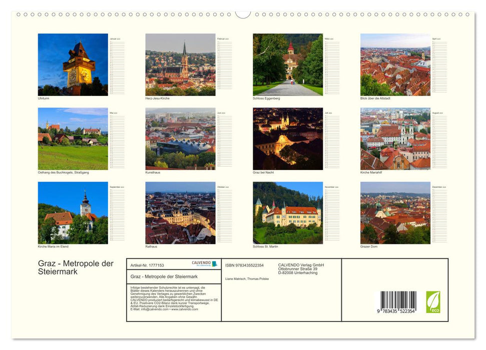 Graz - Metropole der Steiermark (CALVENDO Premium Wandkalender 2025)