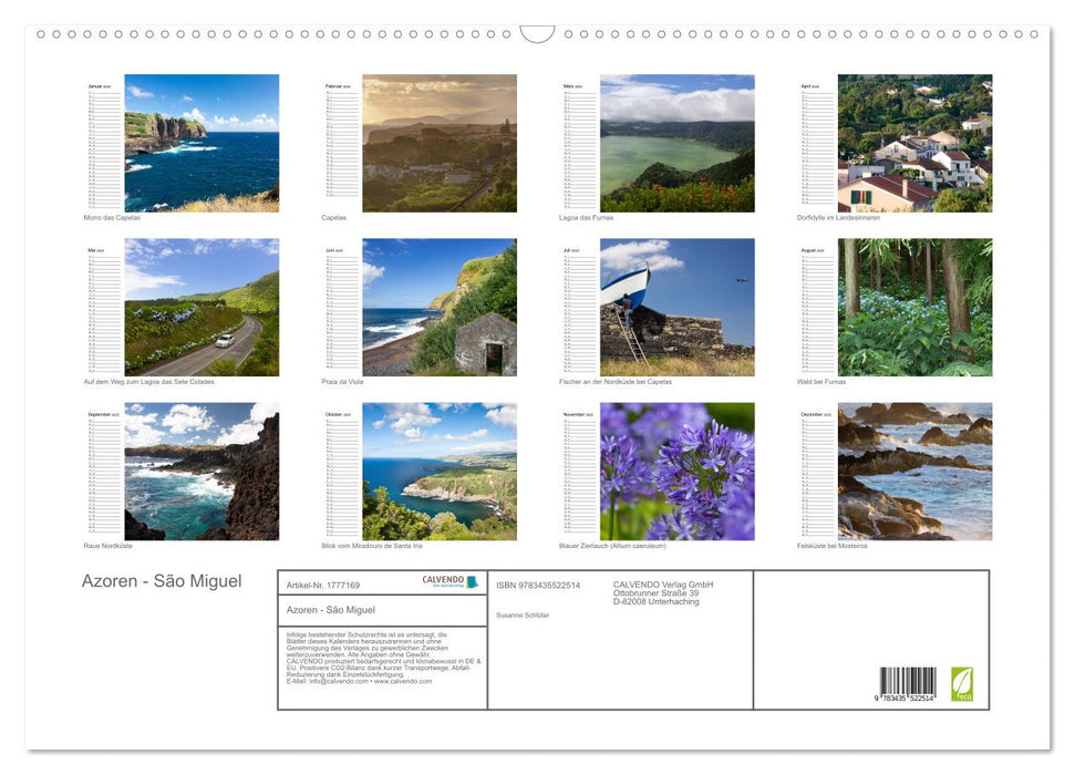 Azoren - São Miguel (CALVENDO Wandkalender 2025)