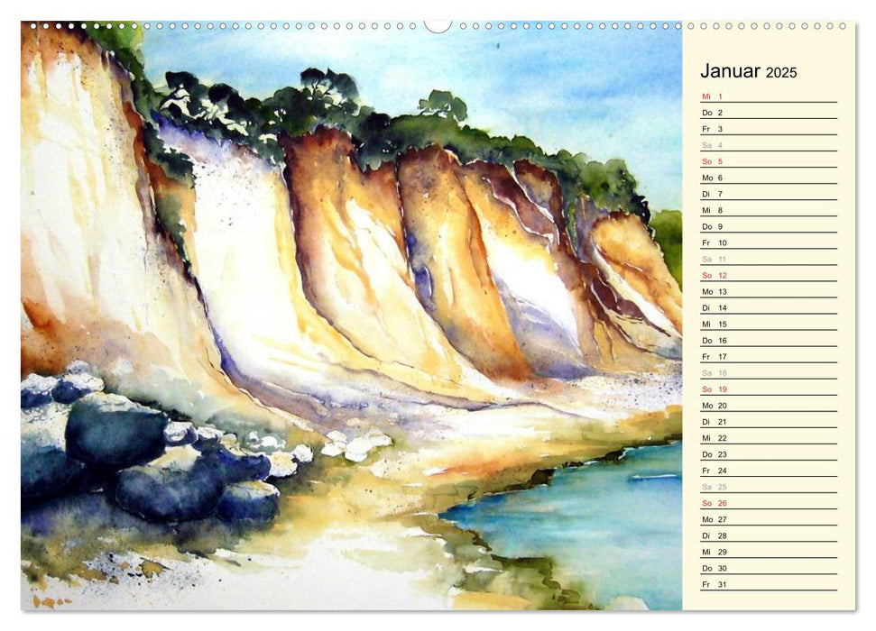 Aquarelle - Fischland-Darß (CALVENDO Premium Wandkalender 2025)