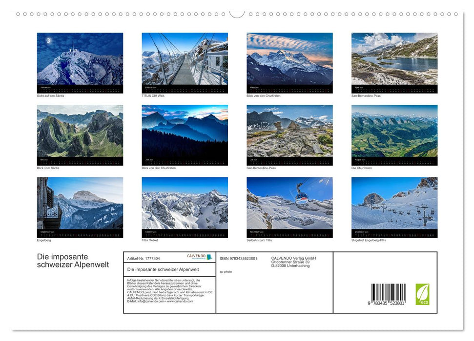 Die imposante schweizer Alpenwelt (CALVENDO Premium Wandkalender 2025)