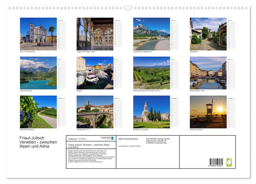 Friaul-Julisch Venetien - zwischen Alpen und Adria (CALVENDO Wandkalender 2025)