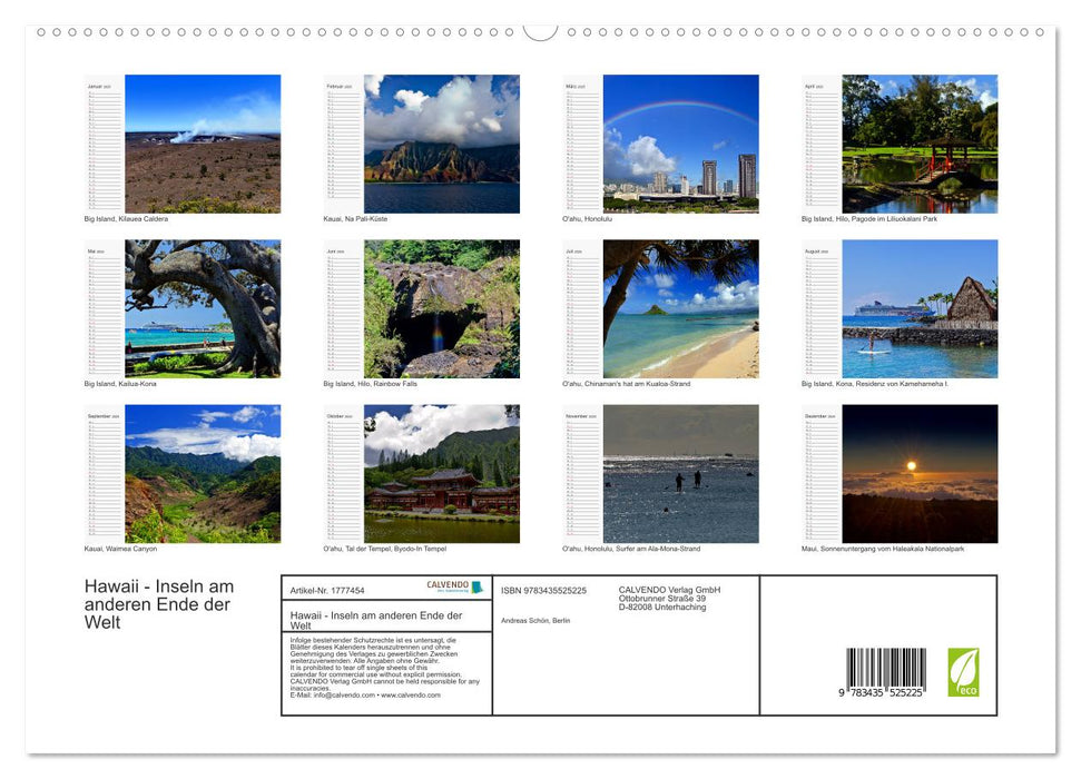 Hawaii - Inseln am anderen Ende der Welt (CALVENDO Premium Wandkalender 2025)