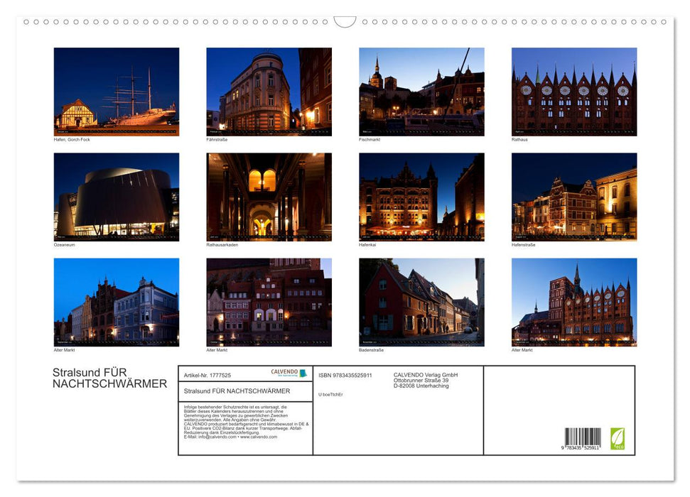 Stralsund FÜR NACHTSCHWÄRMER (CALVENDO Wandkalender 2025)