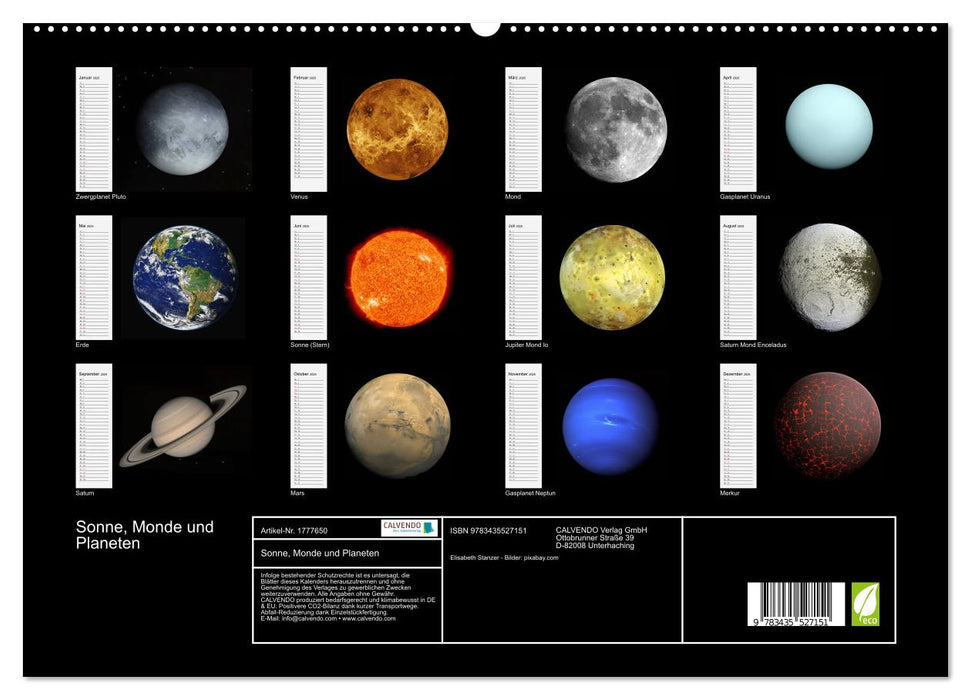 Sonne, Monde und Planeten (CALVENDO Premium Wandkalender 2025)