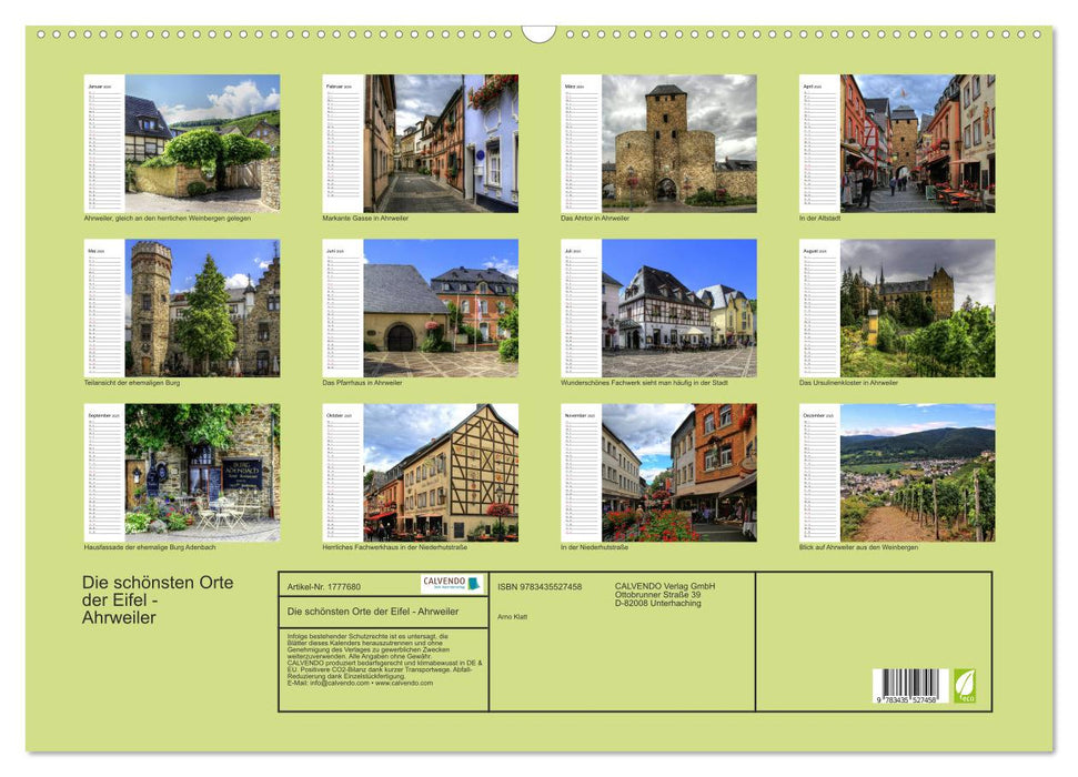 Die schönsten Orte der Eifel - Ahrweiler (CALVENDO Wandkalender 2025)