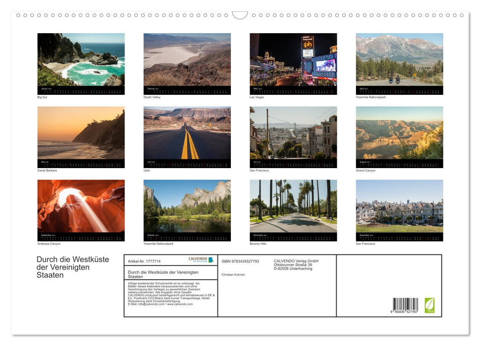 Durch die Westküste der Vereinigten Staaten (CALVENDO Wandkalender 2025)