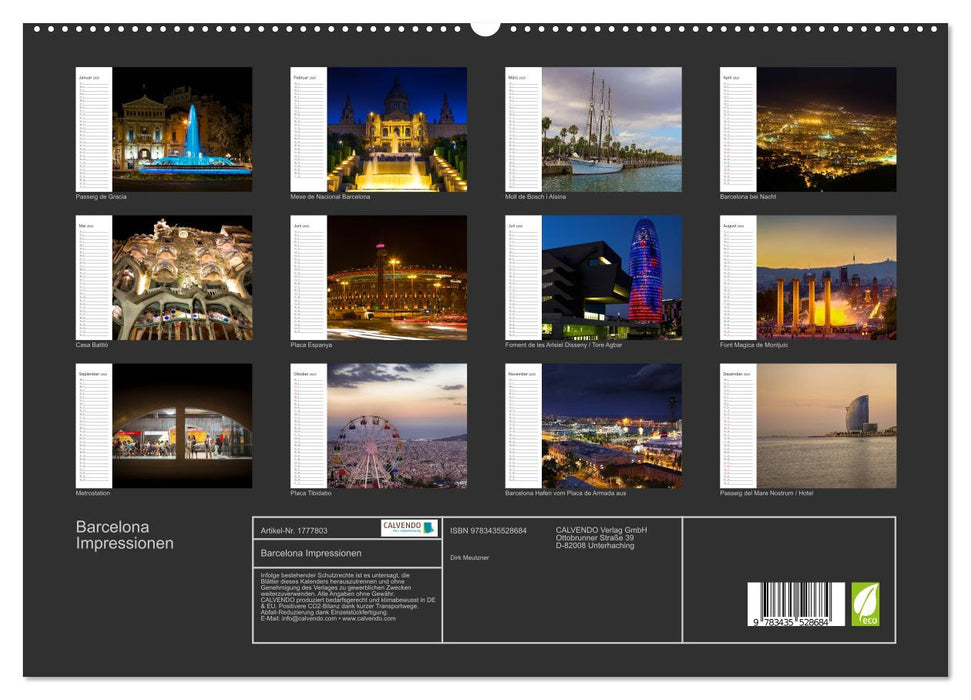 Barcelona Impressionen (CALVENDO Premium Wandkalender 2025)