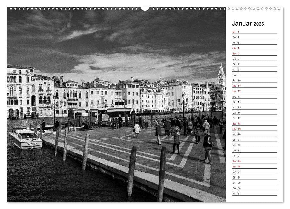 Venedig schwarz-weiß (CALVENDO Premium Wandkalender 2025)