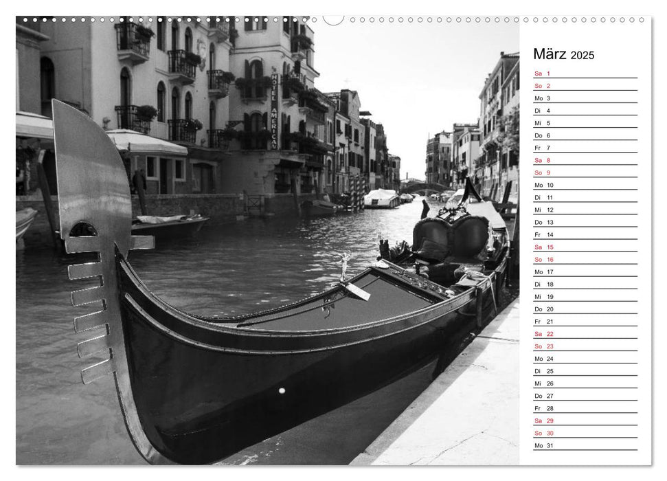 Venedig schwarz-weiß (CALVENDO Premium Wandkalender 2025)