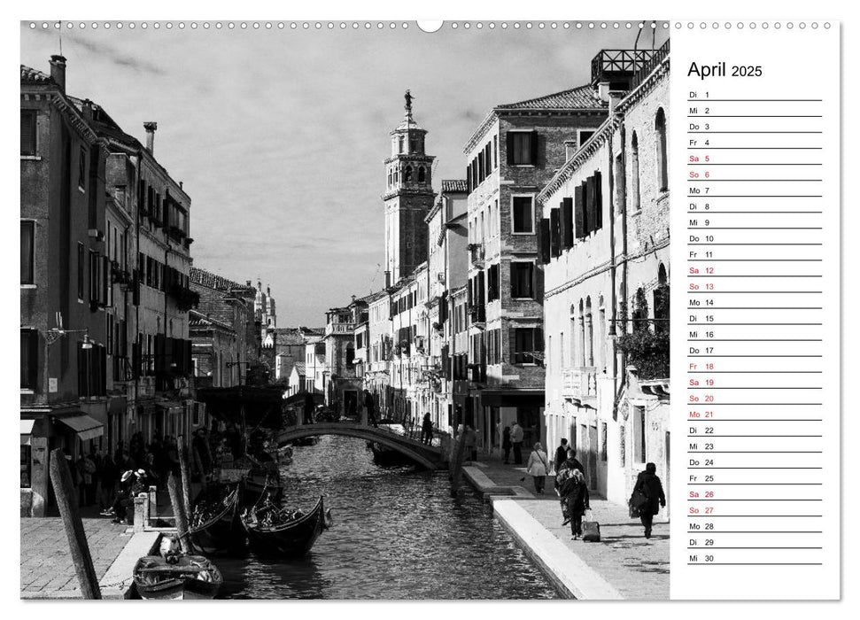 Venedig schwarz-weiß (CALVENDO Premium Wandkalender 2025)