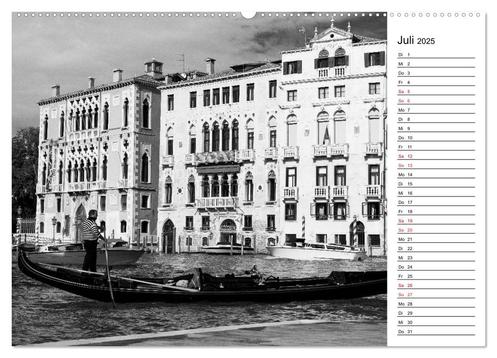 Venedig schwarz-weiß (CALVENDO Premium Wandkalender 2025)