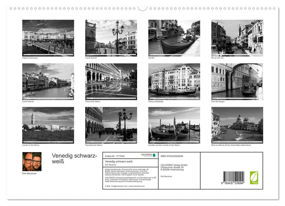 Venedig schwarz-weiß (CALVENDO Premium Wandkalender 2025)